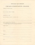 Application for Admission to the Chicago Kindergarten College by Chicago Kindergarten College